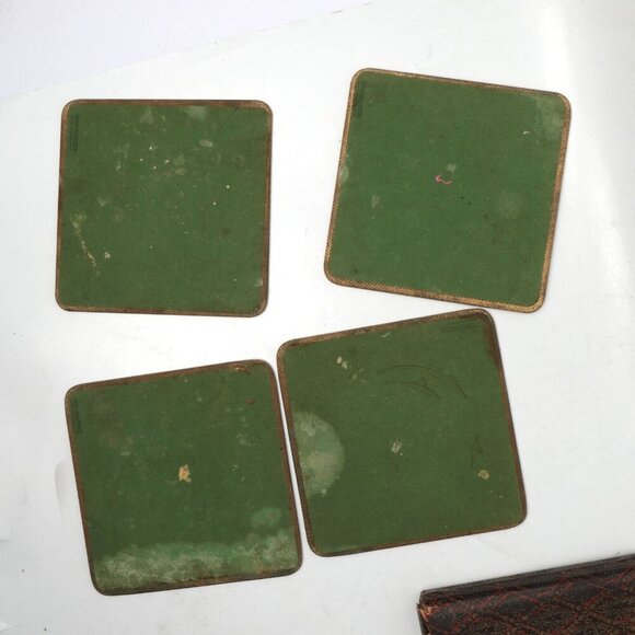 Vintage Win-El-Ware English Large Coasters Victorian Crinoline Pub x 6 with Case - Picture 5 of 14